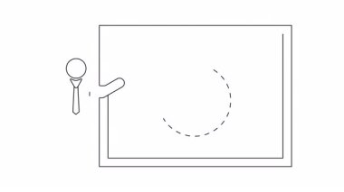 Dünya çapında uçan bir uçakla küresel bir iş planı sunan bir kişinin basit bir çizgisi..