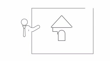 Bir ev boyama sunumunun sürekli çizdiği tek bir çizgi. Gayrimenkul, ev geliştirme veya tasarım kavramları için mükemmel..