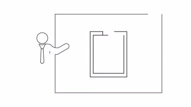 Tahtada tıbbi bilgi sunan bir kişinin basit bir çizimi. Açıklayıcı videolar için harika.