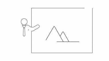 Bir dağ manzarasını güneşle sunan bir kişinin basit bir sanat animasyonu. Sunumlar veya eğitim içeriği için mükemmel.