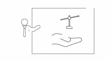 Adalet ve el terazilerinin yer aldığı bir sunum, adalet ve hukuki ilkeleri sembolize ediyor.