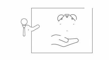 Zaman yönetimiyle ilgili bir sunum. El ve saat çizimleri var. İş, eğitim ve verimlilik içeriği için mükemmel.