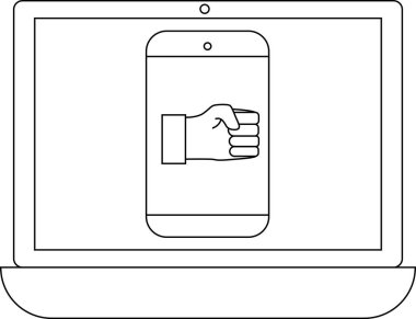 Bir dizüstü bilgisayar ekranında dijital dünyadaki bağlantıyı ve işbirliğini sembolize eden yumruk tokalaşması hareketi ile akıllı bir telefon görüntülenir..