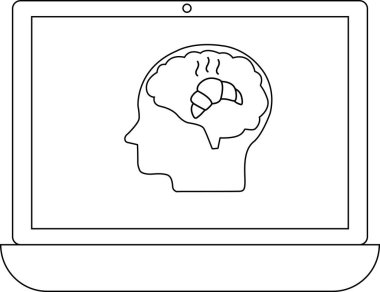 Bir dizüstü bilgisayar ekranında içinde kruvasan olan bir beyin çizgisi gösteriliyor. Yiyecek arzusunu ya da hamur işi arzusunu simgeliyor. Görüntü basit ve kavramsal..