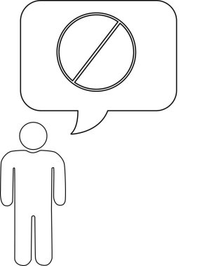 Yasaklama işaretini içeren konuşma baloncuğu olan bir kişinin basit bir çizgi çizimi, kısıtlama ya da yasaklamayı gösterir.