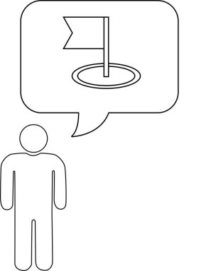 Golf hedefini düşünen bir insanın basit bir çizgisi çizimi. Spor ve eğlence kavramları için mükemmel..