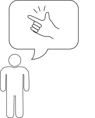 Parmaklarını şıklatan bir el içeren konuşma baloncuğu olan bir kişinin basit bir çizimi kolaylık ya da basitlik öneriyor..