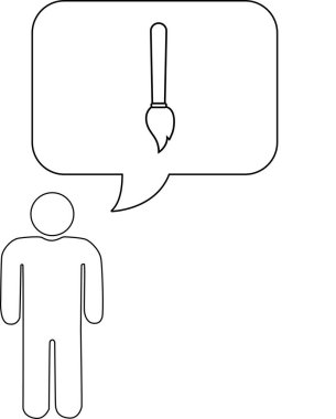 Bir çöp adam, bir düşünce baloncuğunun içindeki boya fırçasıyla temsil edilen sanat hakkında düşünür. Görüntü basit ve temiz..