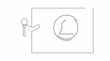 Ekranda bilgilendirme araması yapan bir kişinin tek satır resim çizimi. Sunumlar için minimalist tasarım.