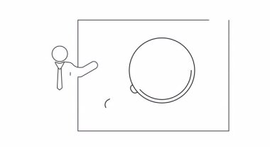 Bir sunucuyu beyaz tahtada ağ analizini açıklarken gösteren basit bir çizgi. Veri bilimi, bağlantılar ve iletişim için mükemmel.