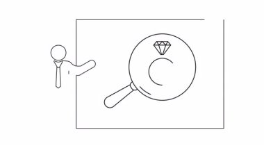 Ekranda pırlanta bir yüzük sunan birinin sürekli çizdiği çizgi. Nişan, düğün ya da mücevher kavramları için mükemmel..