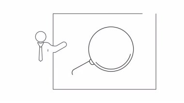 Aşıyı beyaz tahtada sunan birini gösteren basit bir çizgi sanat animasyonu. Temiz ve minimalist tasarım.