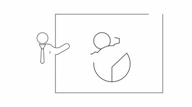 Ekranda sunucu, dişli ve pasta grafiği olan bir iş sunumunun basit bir özeti.