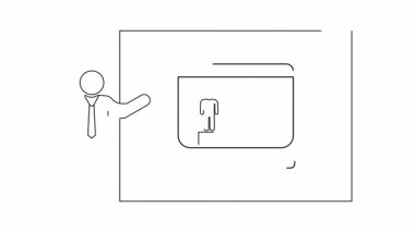 Kariyer büyümesi, iş geliştirme ve mesleki gelişim üzerine bir sunum, bireysel olarak merdivenleri tırmanan bir kişinin ekranı göstermesiyle görselleştirilmiş.