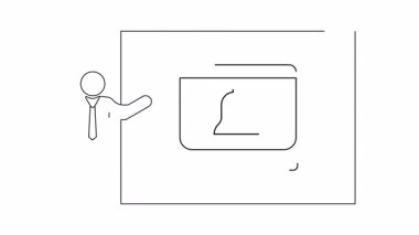 Ekranda gösterilen ve teknoloji ya da iş kavramları için ideal bir uyarı sistemi sunan bir satır sanatı illüstrasyonu.