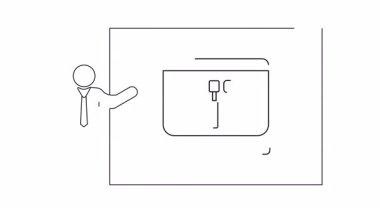 Bilgisayar tamiri üzerine bir sunum gösteren basit bir çizim, eğitici veya bilgilendirici içerik için ideal. Teknoloji desteği ya da bilişim hizmetleri için mükemmel.