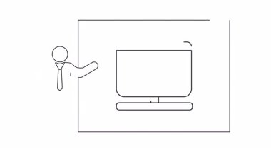 Zaman yönetimini tartışan bir sunucuyu ekranda bir kronometre ile görselleştirilmiş basit bir çizgi sanat animasyonu. İş veya eğitim içeriği için ideal.