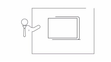 Bir dizüstü bilgisayarda dijital dosya yönetim sistemini gösteren bir sunucu, iş ve teknoloji sunumları için ideal.