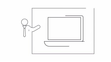 Basit bir çizgi çizimi ekranda büyüteçle bilgisayarı sunan kişiyi gösteriyor, arama ve analizi sembolize ediyor..