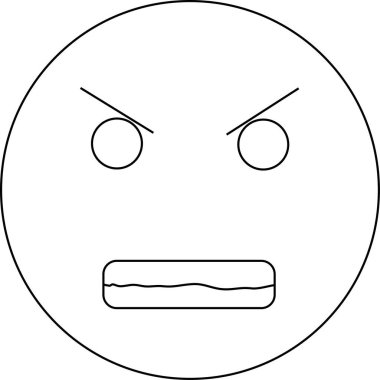 Kaşları çatık ve dişleri sıkılmış kızgın bir yüz ifadesinin basit bir siyah beyaz çizimi..