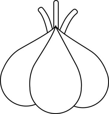 Basit bir sarımsak ampulü çizimi, boyama kitapları, eğitim kaynakları ya da mutfak temalı tasarımlar için mükemmel..