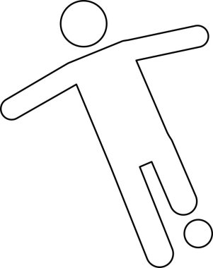 Spor temalı tasarımlar için mükemmel bir futbol oyuncusunun minimalist siyah beyaz çizimi..