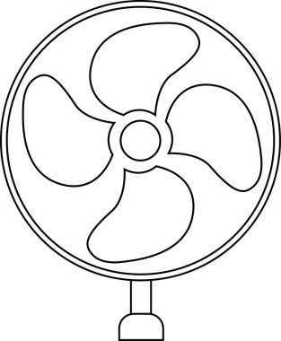 Dairesel çerçevenin içinde dört pervaneli bir pervanenin minimalist çizgi çizimi..