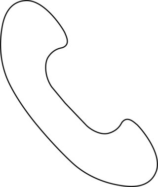 Bir telefon alıcısının temel siyah-beyaz tasviri, çeşitli iletişim ve teknoloji temaları için uygundur.