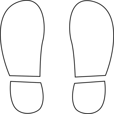 Siyah beyaz iki ayak izi içeren, eğitim veya tasarım projeleri için mükemmel bir minimalist illüstrasyon..