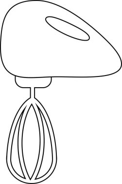 Bir el mikserinin basit bir siyah beyaz tasviri, mutfak tasarımları veya fırınla ilgili temalar için mükemmel..