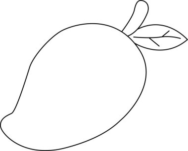 Renklendirme sayfaları veya eğitim materyalleri için uygun yaprak ile bir mangonun basit siyah beyaz çizimi.