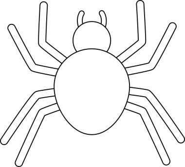 Minimalist bir örümcek çizimi, Cadılar Bayramı temalı renkli sayfalar ve yaratıcı projeler için mükemmel. Temiz, basit bir tasarım..