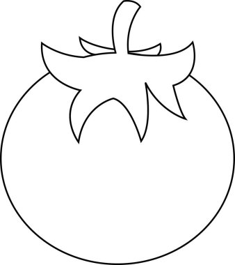 Basit bir siyah-beyaz domates tasviri, boyama kitapları, eğitim materyalleri veya tasarım projeleri için mükemmel..