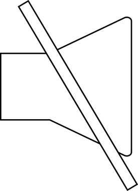 Basit bir siyah-beyaz dilsiz sembolü, içinde bir satır olan bir hoparlör var, sessizlik ya da hiç ses yok.