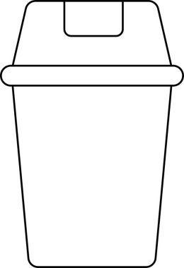 Çöp tenekesinin minimalist siyah beyaz çizimi, boyama kitapları veya atık yönetimi hakkında eğitici materyaller için mükemmel.