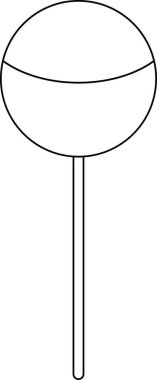 Lolipopun minimalist bir çizimi, yuvarlak bir şeker kafa ve düz bir çubuk, şeker tasarımları için mükemmel..