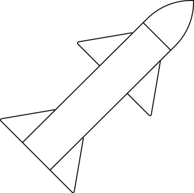 Füze ya da roketin siyah beyaz çizgisi boyama kitapları ya da eğitim materyalleri için mükemmeldir..