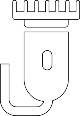 Taraklı bir saç kırpma makinesinin basit siyah beyaz çizimi, simgeler veya çizimler için uygundur..