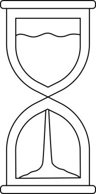 Saati, teslim tarihlerini ve anların geçişini simgeleyen bir kum saatinin detaylı siyah beyaz çizimi. Eğitim veya tasarım projeleri için mükemmel.