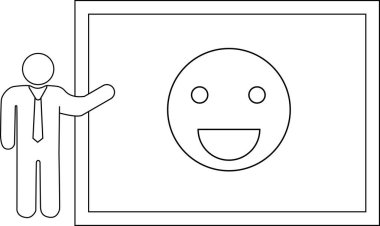 Tahtada gülen bir yüz sunan bir insan pozitifliği ve iyi duyguları sembolize eder. Sunumlar veya duygusal ifade için ideal.