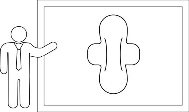 Hijyenik ped diyagramı sunan bir kişi, kadın hijyeni ve regl sağlığını gösteriyor..