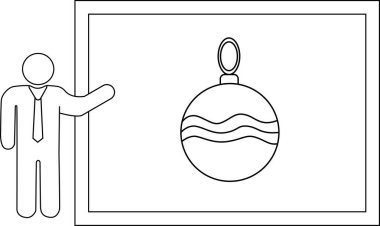 Noel süsü tasarımı sunan bir kişi beyaz tahtada festival dekorasyonunu sergiliyor..