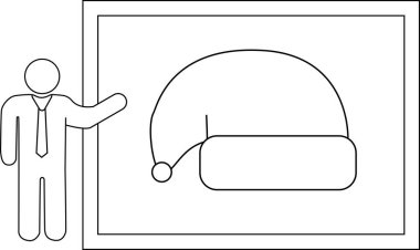 Bir iş adamı Noel Baba 'nın tasarımını sunar. Tatil temalı sunumlar ve yaratıcı projeler için ideal..