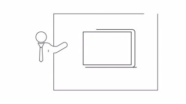 Dizüstü bilgisayarı ekranda boya silindiriyle sunan bir adamın sürekli çizimi tasarım ya da yenilemeyi simgeliyor..