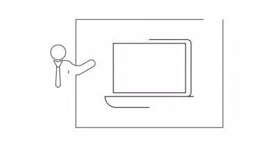 Ekranda bir animasyon aşçılık dersi sunuluyor, ekranda bir kişi jestle ekrana doğru hareket ediyor. Aşçılık eğitimi için basit ve temiz bir görüntü..