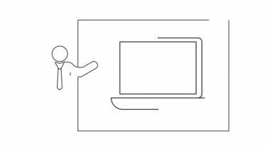 Tıbbi kartı gösteren, çevrimiçi sağlık hizmetleri ve dijital tıbbi çözümleri sembolize eden bir kişinin dizüstü bilgisayara işaret ettiği bir sunum.