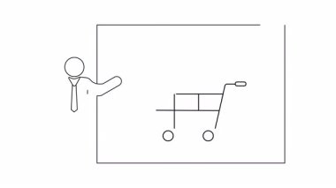 Çevrimiçi alışveriş, iş stratejisi ve e-ticaret kavramları üzerine bir sunum. Dijital pazarlama ve satış tekniklerini özetliyor.