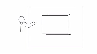 Bilgisayarda ahşap işçiliği dersi sunan birinin basit bir çizimi. DIY, eğitim veya teknoloji temalı projeler için mükemmel.