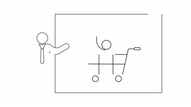 Perakende veya e-ticaret ortamlarında güvenlik çözümlerini göstermek için ideal bir güvenlik kamerası ve alışveriş arabasının yer aldığı bir sunum taslağı.