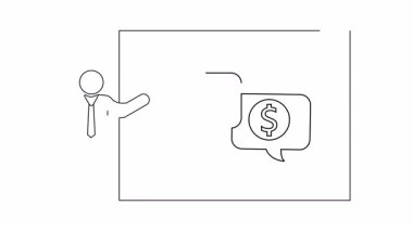 Ekranda el sıkışma ve dolar işareti simgeleriyle basit bir iş sunumu, anlaşmaları ve finansmanı resmetmek için mükemmel.